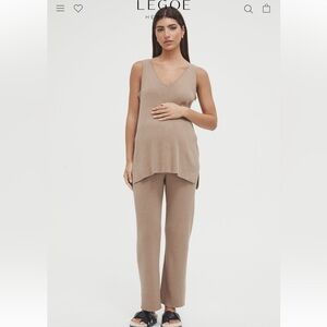 Legoe Heritage Tan Maternity Nursing Knit Tank and Pant
